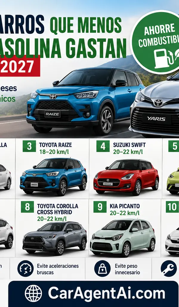 Los 10 vehículos con mejor rendimiento de combustible en Costa Rica 2027