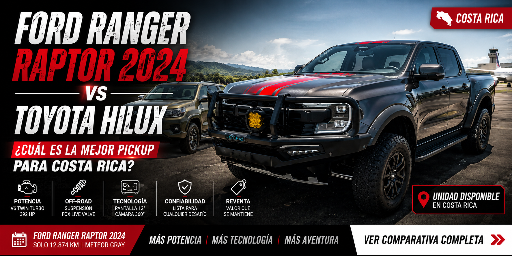 Ford Ranger Raptor 2024 vs Toyota Hilux | Costa Rica 2026